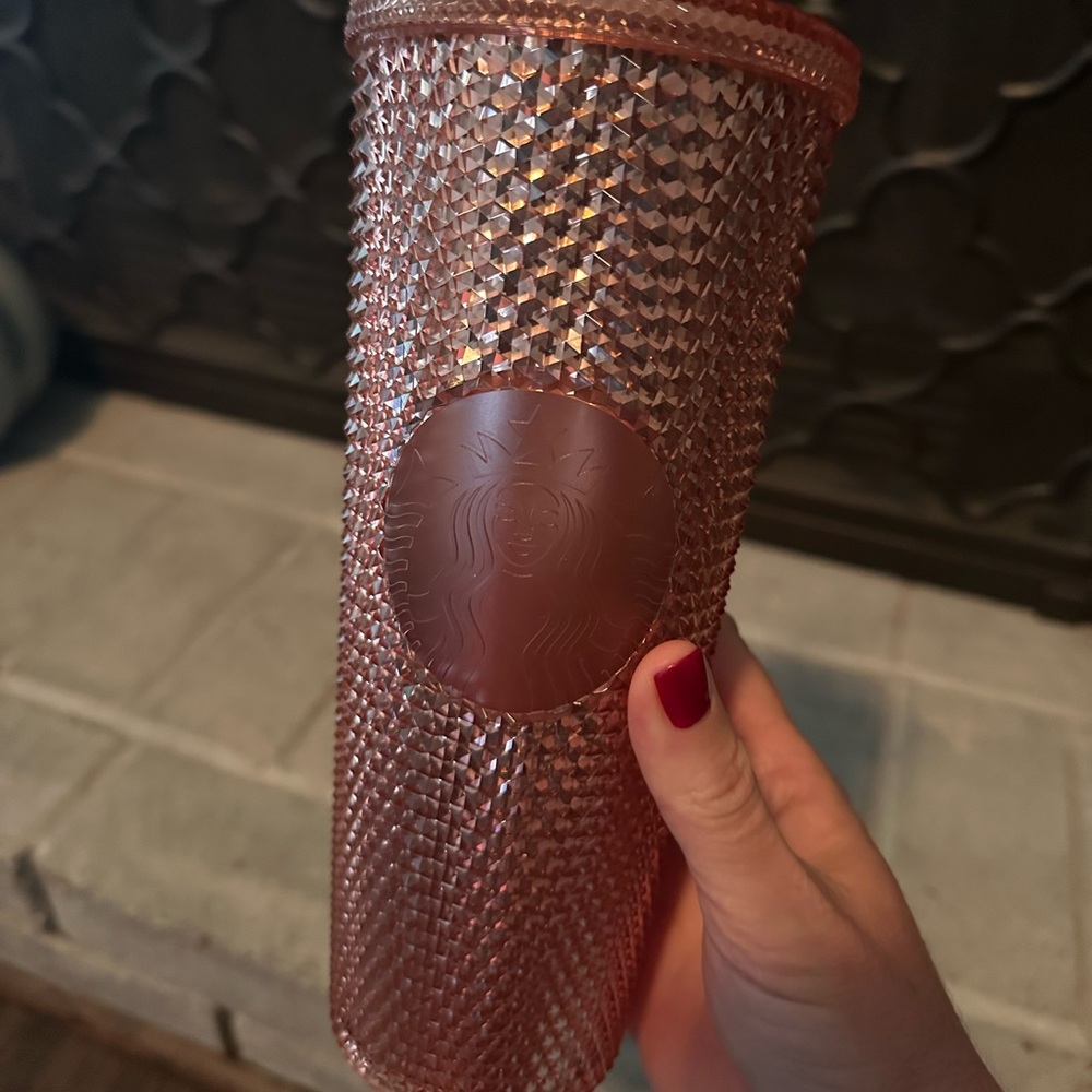 Rose gold venti Starbucks tumbler NEW with SKU on cup